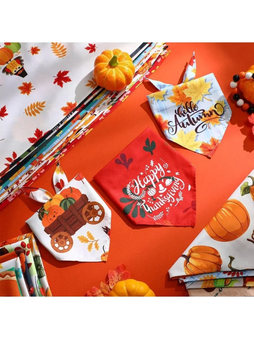 120 Pcs Fall Dog Bandanas - Adjustable Pumpkin Triangle Scarves for Pets